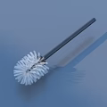 Practical Bathroom Toilet Brush With White Bristles And Black Handle Design