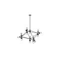 Modern Chandelier with Multiple Glass Globe Shades Black Metal Frame and Bright LED Bulbs