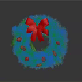 Christmas Wreath Decorated With Green Pine Needles Red Bow And Pinecones