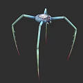 Unique Blue Spider Creature With Long Legs White Central Section And Red Tipped Limbs