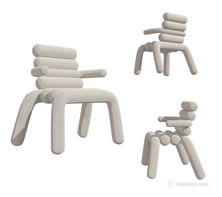 Minimalist Modern Leisure Chairs Featuring Stacked Design And Soft Comfortable Texture 3d model