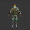 A Man With Red Hair Beard In Green Vest Blue Armor Red Gloves Blue Boots