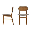 Modern Wooden Dining Chairs With Two White Gray Upholstered Seats And Minimalist Design