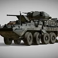 Military Wheeled Combat Tank With Cannon Storage Compartments And Equipment