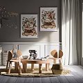 Nordic children's table and chair space 3d model