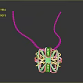Elegant Gold Chain Necklace With Intricate Red And White Pendant Design