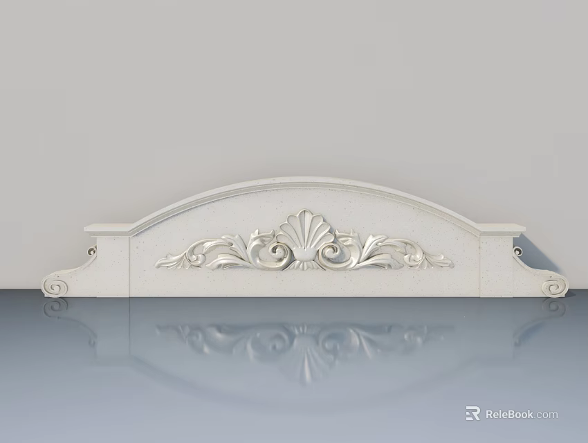 White Hinged Door Featuring Elegant Carved Shell Pattern And Decorative Design 3d model 