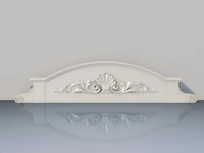 White Hinged Door Featuring Elegant Carved Shell Pattern And Decorative Design 3d model