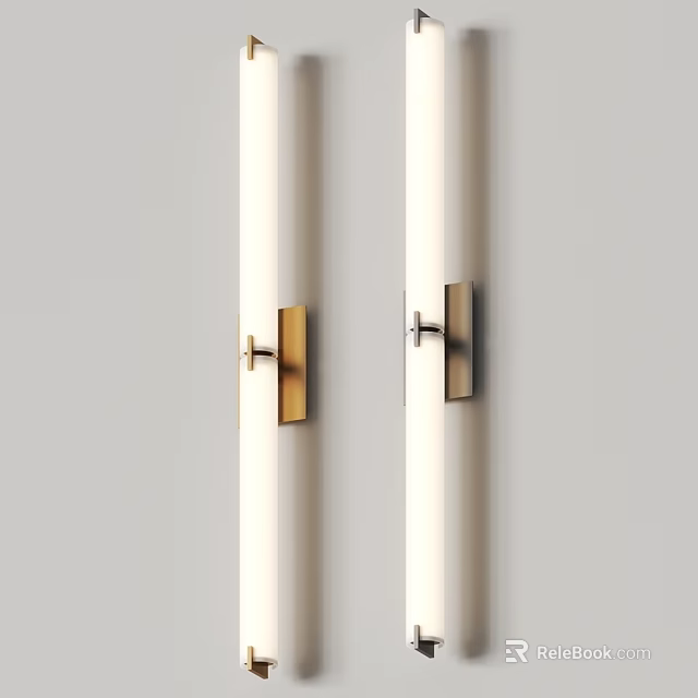 Modern Wall Lamp With Gold Black Finish Mounted On White Wall 3d model 