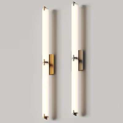 Modern Wall Lamp With Gold Black Finish Mounted On White Wall 3d model