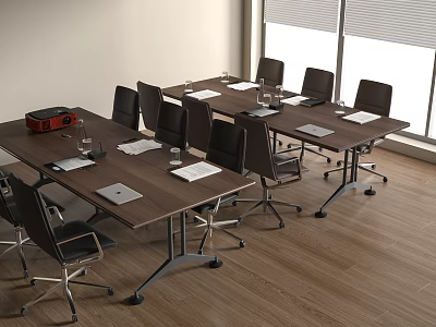 Modern conference table and chair combination 3d model