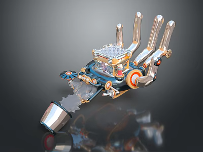Smart Mechanical Arm With Metallic Structure Joints Precision Design And Electronic Components 3d model