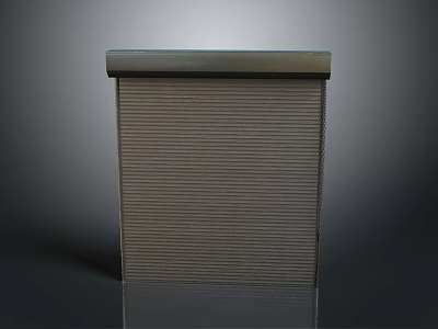 Brown Roller Shutter With Vertical Striped Slats And Metal Top Frame For Home Use 3d model