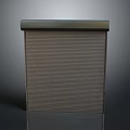 Brown Roller Shutter With Vertical Striped Slats And Metal Top Frame For Home Use