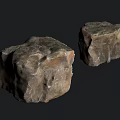 Natural Stone and Wood Handcrafted Decorative Pieces with Rustic Texture and Shape 3d model