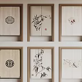 Traditional Chinese Decorative Paintings With Bamboo Birds And Classic Patterns In Frames
