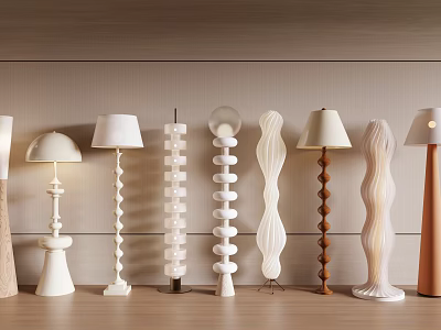 Modern Floor Lamps With Unique Shapes And Creative Designs In Interior 3d model