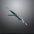 Futuristic Mechanical Spear With Silver Black Blue Green Accents And Sharp Tip