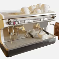 Kitchen Coffee Machine With White Cups And Brown Paper Bag 3d model