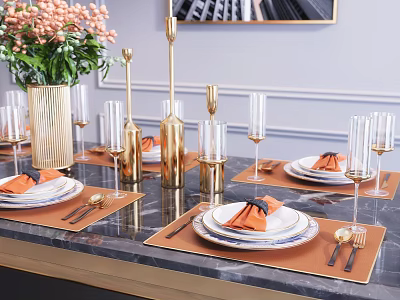 Modern Tableware Ornaments Combination 3d model