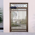 Metal Exterior Swing Door With Geometric Pattern And Decorative Design Elements 3d model