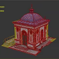 Lifestyle Decorative Architectural Model With Blue Dome Green Door And Yellow Accents