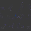 Flying Animals Golden Silhouettes of Various Bird Species in Different Poses