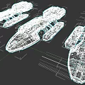 Three Futuristic Warships Sci Fi 3D Models With Detailed Structures And Components