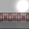 Traditional Red Railing With Intricate Ornate Patterns And Long Panel Structure Design 3d model