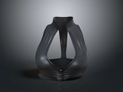 Black Decorative Vase With Unique Collar Neck And Smooth Button Design 3d model