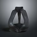Black Decorative Vase With Unique Collar Neck And Smooth Button Design 3d model