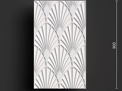 White Decorative Wall With Fan Shaped Laser Cut Patterns For Interior Design 3d model