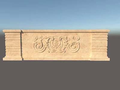 Classical Stone Garden Wall With Intricate Floral Carvings And Decorative Patterns 3d model