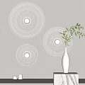 Three Circular Layered Ring Design Wall Lamps With White Sphere In Modern Interior Decor 3d model