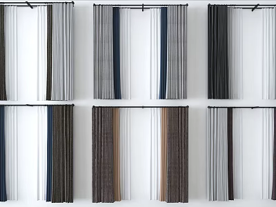 Modern Curtains With Multiple Colors And Different Textures For Home Interior 3d model