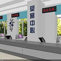 Efficient Convenient One Stop Service Hall With Counter Seats Computers And Information Displays