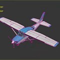 Small Blue And White Glossy Passenger Plane Model With Pink Tail Design