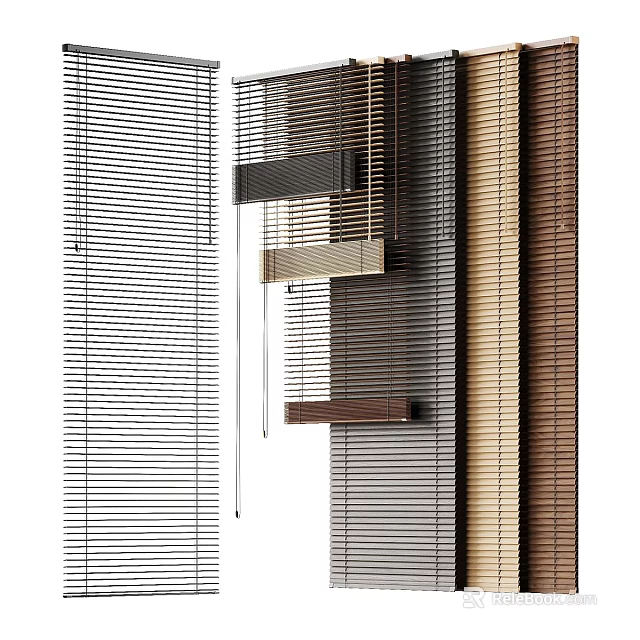 Modern Window Blinds With Various Materials And Color Options For Home Decor 3d model 
