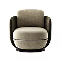 Beige Fabric Single Sofa With Dark Armrests And Round Base Modern Design 3d model