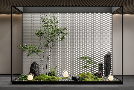 Modern landscape sketch interior landscape landscaping courtyard sketch plant combination stone pebble plant pile withered landscape 3d model