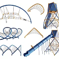 Outdoor Playground Equipment With Net Climbing Frames Slides Arched And Tower Structures 3d model