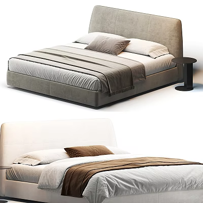 Modern Upholstered Bed Designs With Gray White Headboards Soft Pillows And Cozy Blankets 3d model