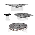 Modern Coffee Tables With Marble Top White Base And Various Shapes Design 3d model