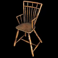Rustic Wooden Spindle Back Lounge Chair With Slat Seat Curved Armrests And Cross Legs