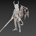Red Haired Fantasy Game Character With Horns Bat Wings Bikini Outfit And Arm Restraints