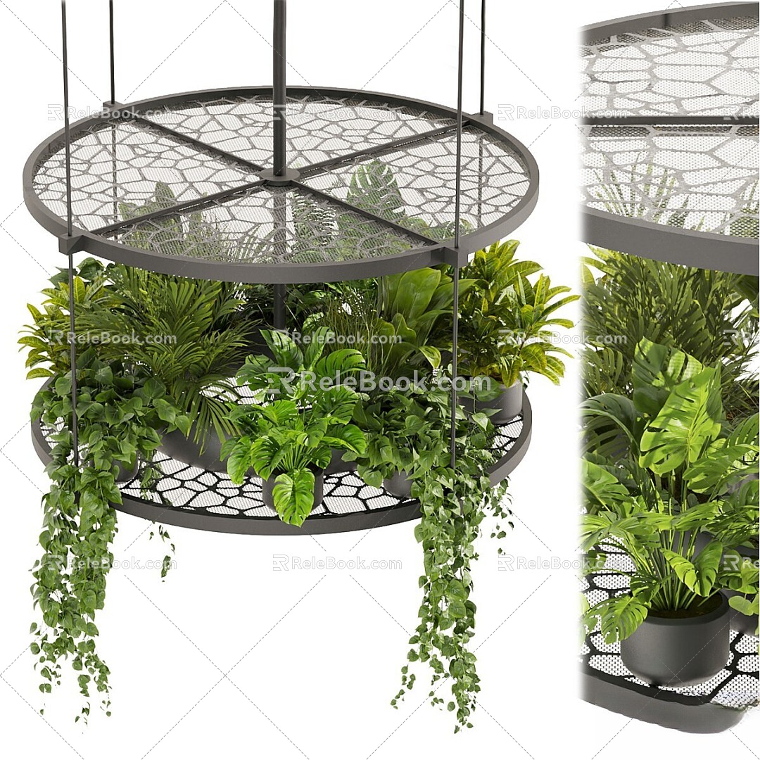 Bonsai Bonsai Panel Indoor Plants Metal Hanging Flower Pot 3d model