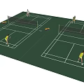 People Playing Tennis On Two Courts For Fitness Activity