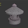 Traditional Stone Lantern With Round Top Textured Surface Cylindrical Body And Base 3d model