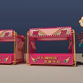 Vibrant Pink Stalls With Yellow Decorations Blue Drink Cup And Cotton Candy