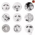 Circular Face Art Illustrations With Black White Design And Decorative Elements 3d model
